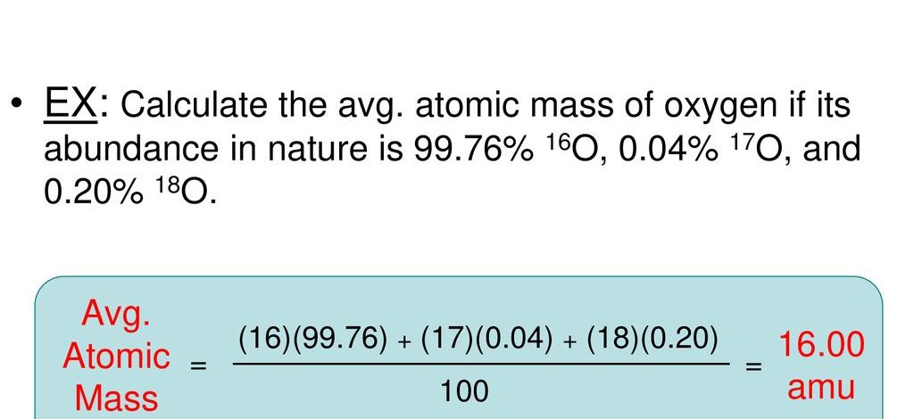 روش محاسبه جرم اتمی میانگین